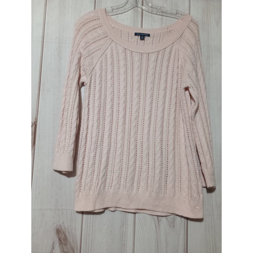 American Eagle Sweater Ladies Medium Pink‎ Crotchet